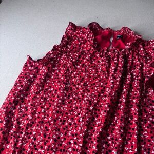 Who What Wear Women's XXL Red Floral Ruffle High Neck Midi Dress High-Low